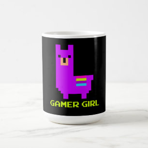 Mug Llama Gift   Cute Alpaca Llama Gamer Girl 8 bits