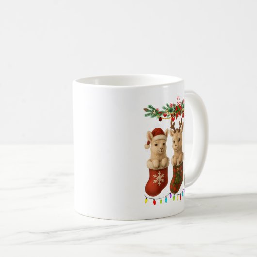 Mug Llama In Christmas Socks Lights Llama Xmas (Devant droit)