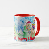 Mug Llama Merry Llamamas Blue Red Christmas Musique (Devant droit)