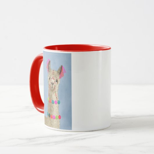 Mug Llama ornée - Beige (Devant gauche)