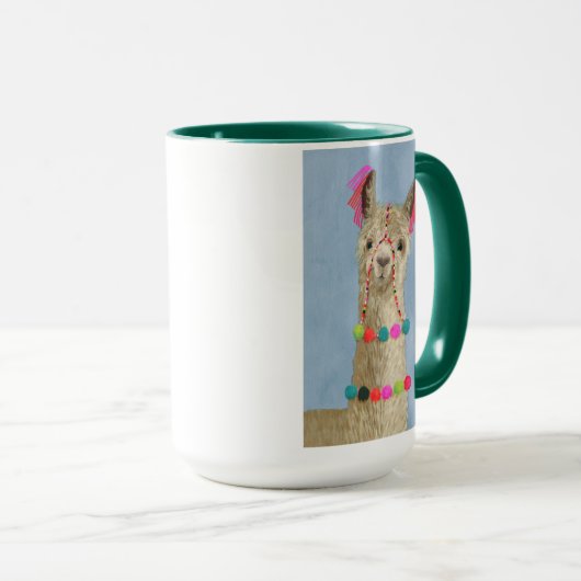 Mug Llama ornée - Beige (Devant droit)