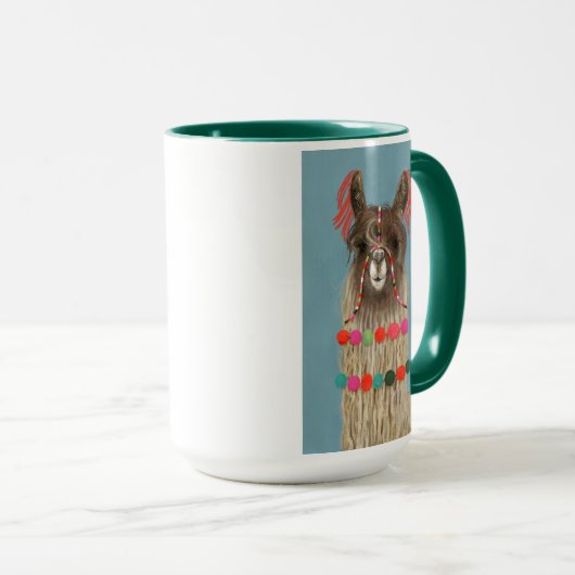 Mug Llama ornée - Brown (Devant droit)