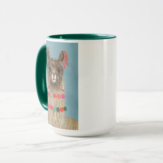 Mug Llama ornée - Brown (Devant gauche)
