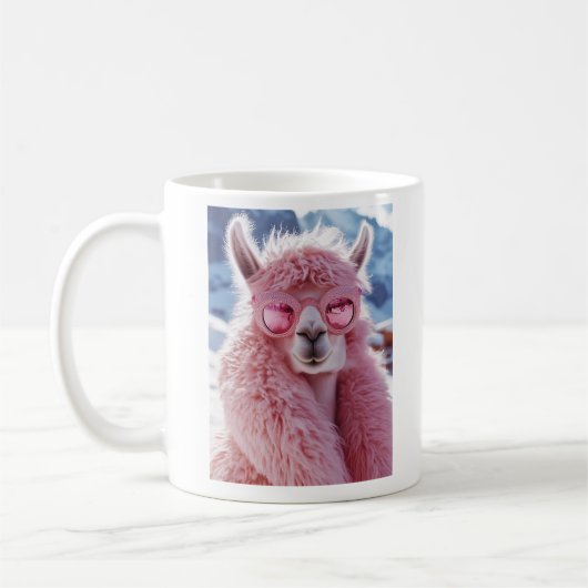 Mug Llama rose glamour - Icône mode hiver (Gauche)