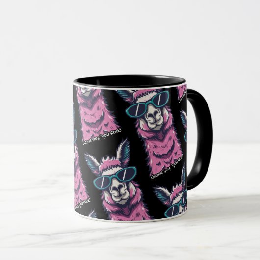 Mug Llama vous dit Rock | Pose ironique dans les lunet (Devant droit)