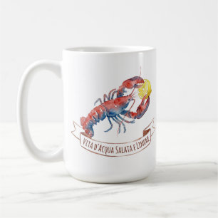 Mug Lobster et citron à l'aquarelle Italien
