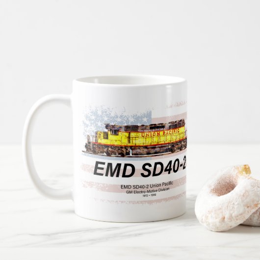 Mug Locomotive diesel EMD SD40-2. drapeau américain (Avec donut)