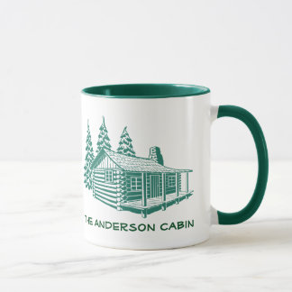 Mug Log Cabine Lake House Woods Texte personnalisé Mus