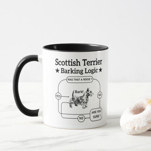 Mug Logique d'aboiement de Terrier Écossais Chien Drôl (Avec donut)