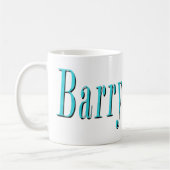 Mug Logo Aqua Blue Barry Name, (Gauche)