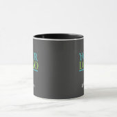 Mug Logo/Art/Photo, Nom Script blanc, Gris foncé (Centre)