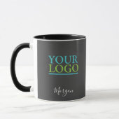 Mug Logo/Art/Photo, Nom Script blanc, Gris foncé (Gauche)