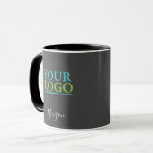 Mug Logo/Art/Photo, Nom Script blanc, Gris foncé (Devant gauche)