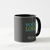 Mug Logo/Art/Photo, Nom Script blanc, Gris foncé (Devant droit)