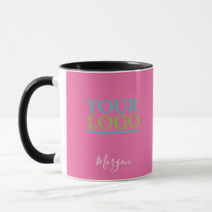 Mug Logo/Art/Photo, Nom Script blanc, Rose