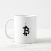 Mug Logo Bitcoin en ligne art (Noir ₿) (Gauche)