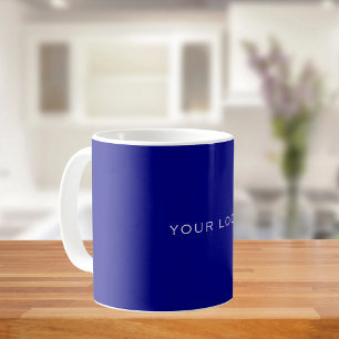 Mug logo commercial blanc bleu marine rectangulaire