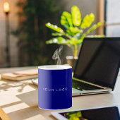 Mug logo commercial blanc bleu marine rectangulaire