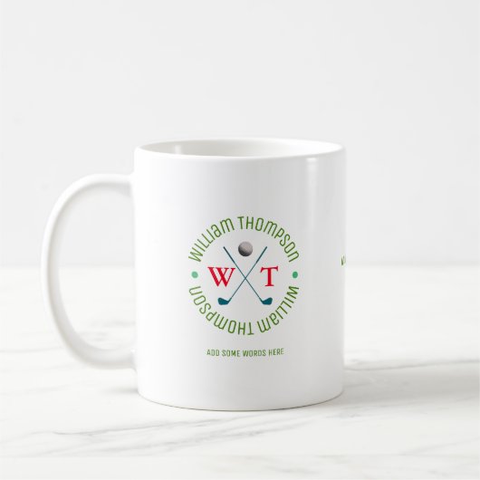 Mug Logo cool Monogramme pour un joueur de golf classi (Gauche)
