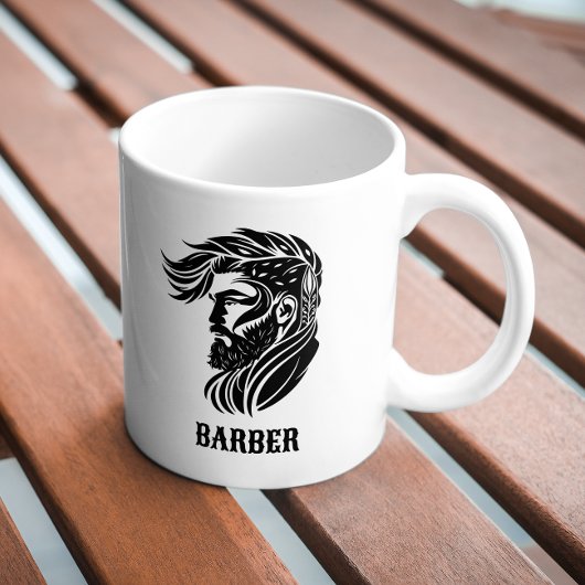 Mug Logo de barbier ornemental noir