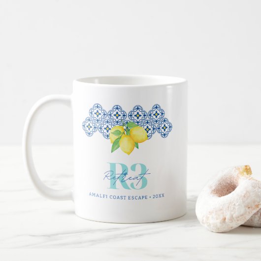 Mug Logo de carreau méditerranéen au citron à l'aquare (Avec donut)
