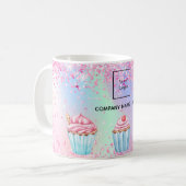 Mug Logo de la parties scintillant de cuisson rose vif (Devant gauche)
