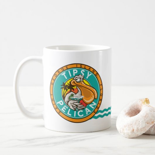 Mug Logo de la purée de café de Tipsy Pelican (Avec donut)