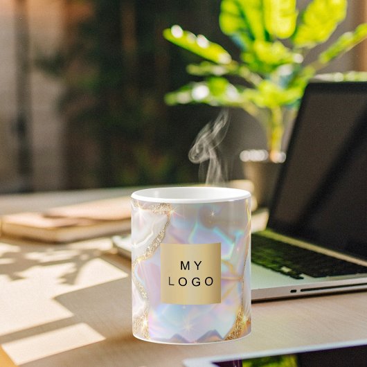 Mug Logo de l'entreprise holographique agate en or bei