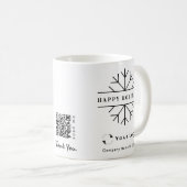 Mug Logo de l'entreprise QR Blanc Noël Chic Snowflake (Devant droit)