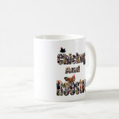 Mug Logo de l'image de poulet et de coqs, (Devant droit)