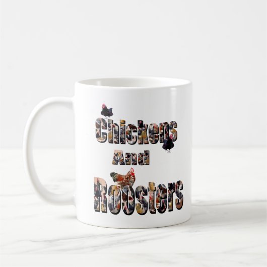 Mug Logo de l'image de poulet et de coqs, (Gauche)