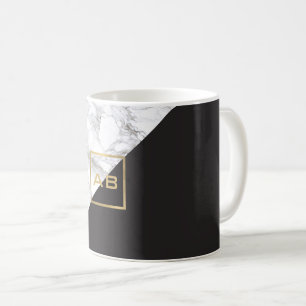 Mug Logo de marbre géométrique moderne/Monogramme noir