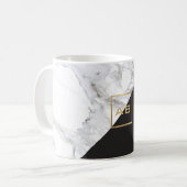 Mug Logo de marbre géométrique moderne/Monogramme noir (Devant gauche)