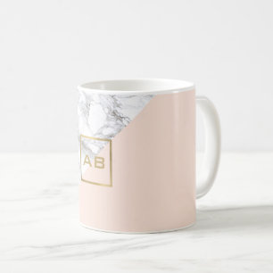 Mug Logo de marbre géométrique moderne/Monogramme rose