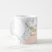 Mug Logo de marbre géométrique moderne/Monogramme rose (Devant gauche)
