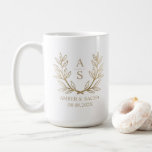 Mug Logo de Mariage monographique personnalisé avec co<br><div class="desc">Logo de Mariage Monogramme personnalisé Avec Wreath MugLogo de Mariage Monogramme personnalisé Avec Wreath , Sauvegardez la date Personnalisez facilement cette tasse de haute qualité avec votre propre texte ou vos propres noms personnalisés. Pas de minimum et pas de frais d'installation ! Disponible en plusieurs tailles et couleurs, il vous...</div>