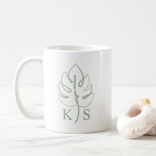Mug Logo de mariage personnalisé Monstera Monogramme