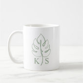 Mug Logo de mariage personnalisé Monstera Monogramme (Gauche)