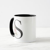 Mug Logo de monogramme élégant à lettre S florale (Devant gauche)