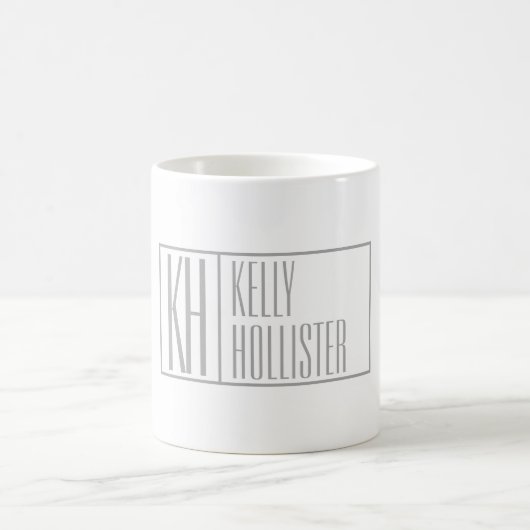 Mug Logo de nom et initiales gris moderne (Centre)