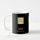Mug Logo de société de nom de monogramme d'or noir (Gauche)