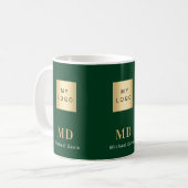 Mug Logo de société de nom de monogramme en or vert ém (Devant gauche)