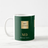 Mug Logo de société de nom de monogramme en or vert ém (Gauche)