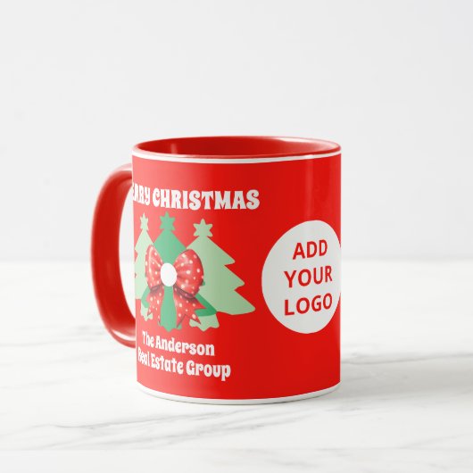 Mug Logo de société moderne éditable Noël Fêtes (Devant gauche)