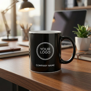 Mug Logo de société personnalisé noir Minimaliste Entr
