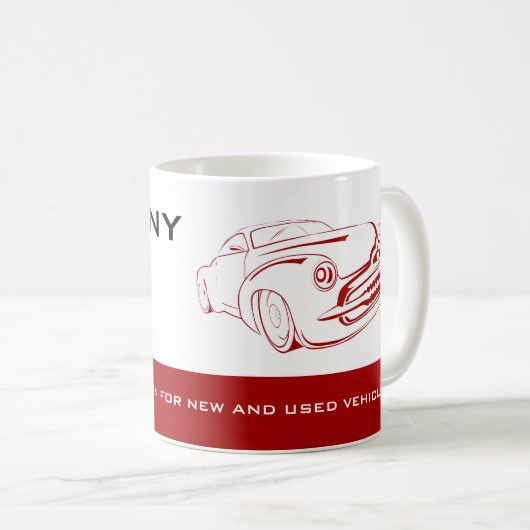 Mug Logo de voiture rouge, concessionnaire automobile (Devant droit)