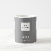 Mug Logo d'entreprise de monogramme blanc gris (Centre)