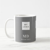 Mug Logo d'entreprise de monogramme blanc gris (Gauche)