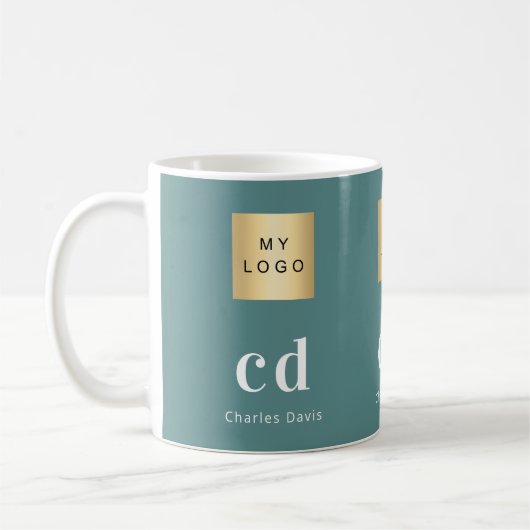 Mug Logo d'entreprise de nom de monogramme vert (Gauche)