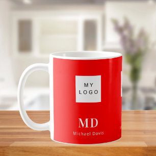 Mug Logo d'entreprise de nom monographique blanc rouge